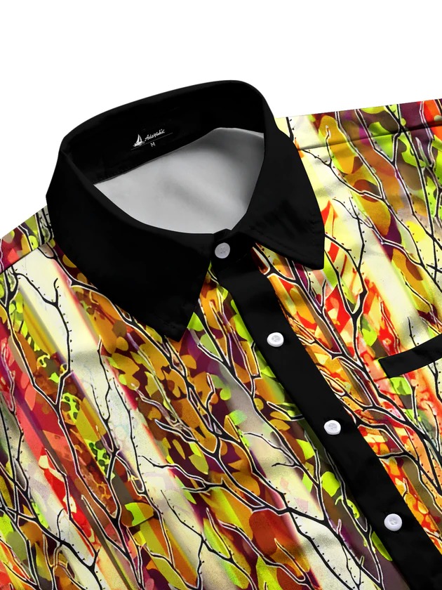 Tie Dye Men's Pocket Long Sleeve Shirts
