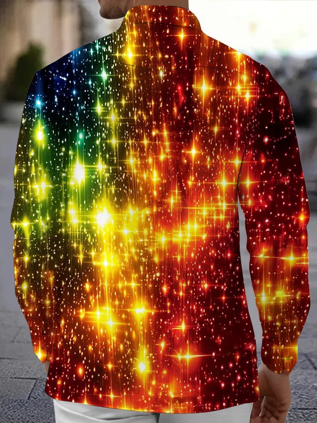 Christmas Flash Print Men's Pocket Long Sleeve Shirts
